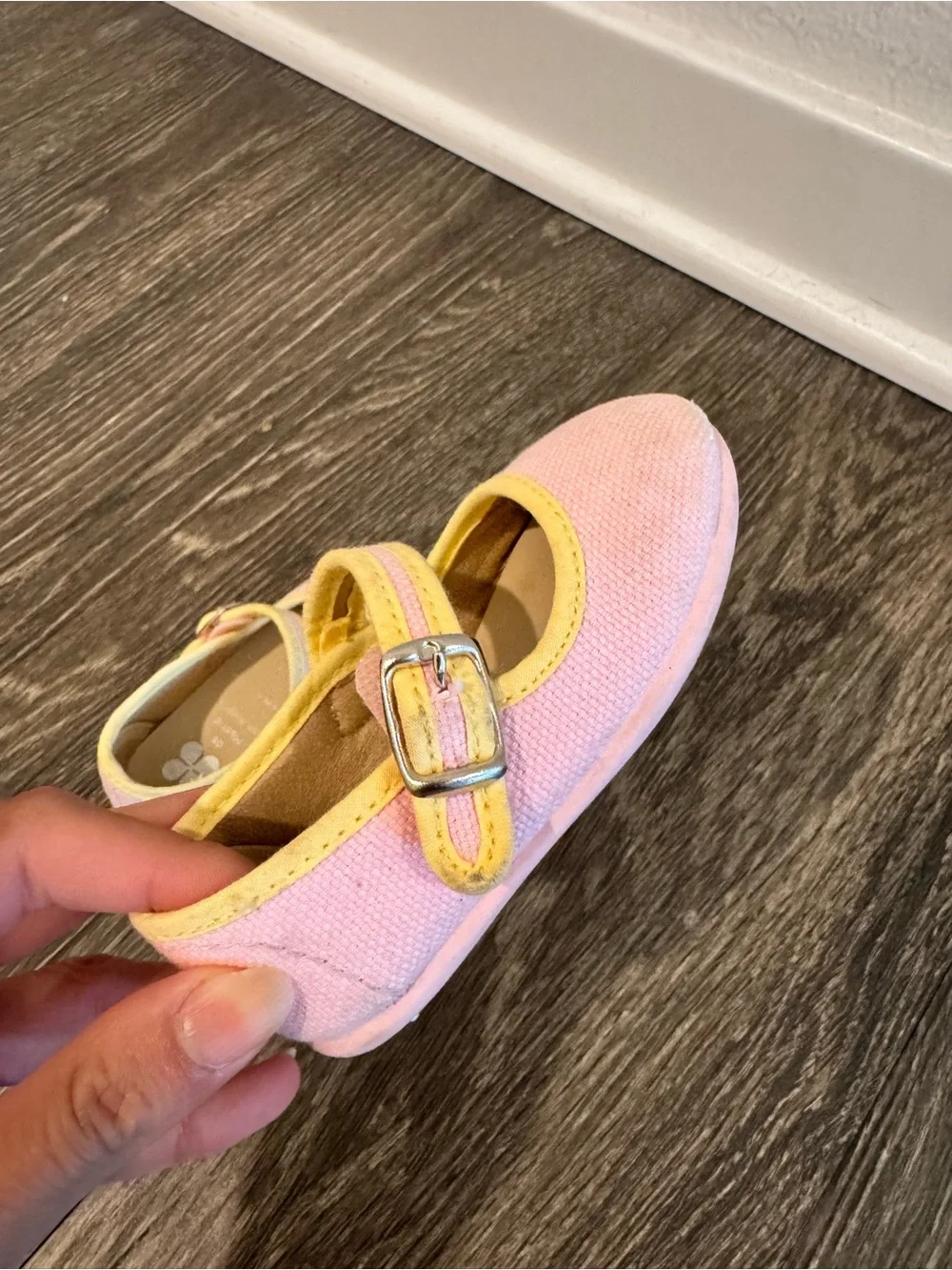 Hermosilla Girls Canvas light pink and yellow Mary Jane Shoes